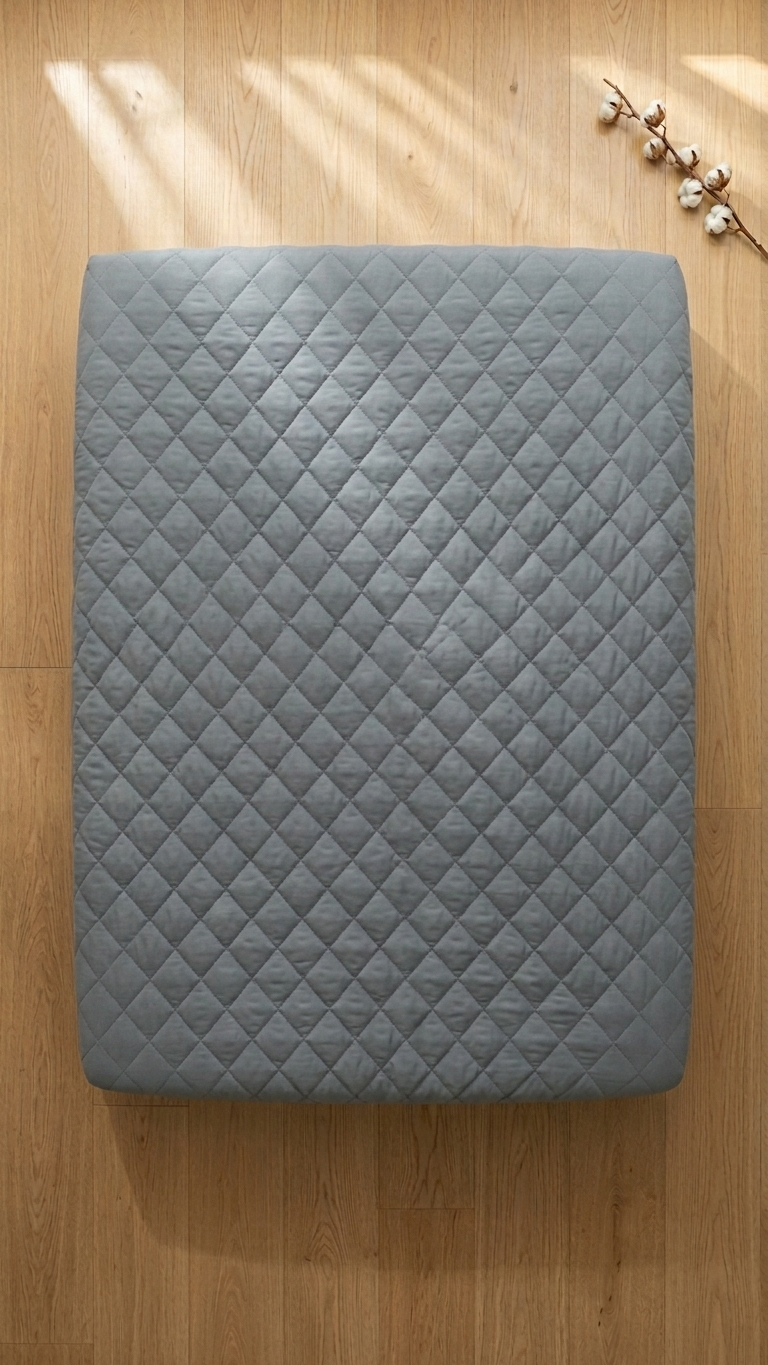 Waterproof Quilted Mattress Cover – Soft Cotton Bed Protector Grey