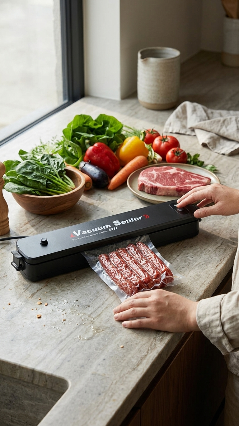 Multi-Purpose Vacuum Sealer Machine – Keep Food Fresh Longer with 5 Storage Bags