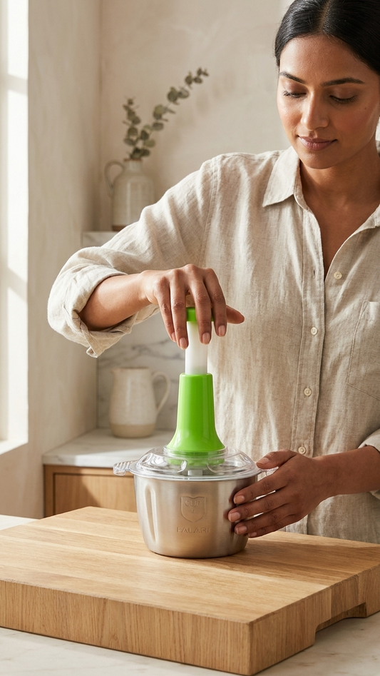 FALARI Manual Food Chopper – Portable Vegetable & Fruit Cutter